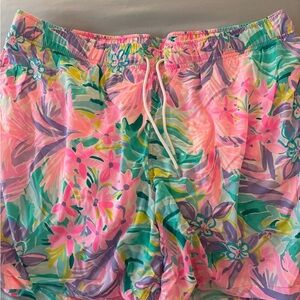 Lilly Pulitzer Pink and Green Swim Trunks XXL